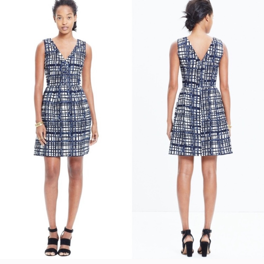NWOT Madewell Midnight Brushstroke Plaid Dress